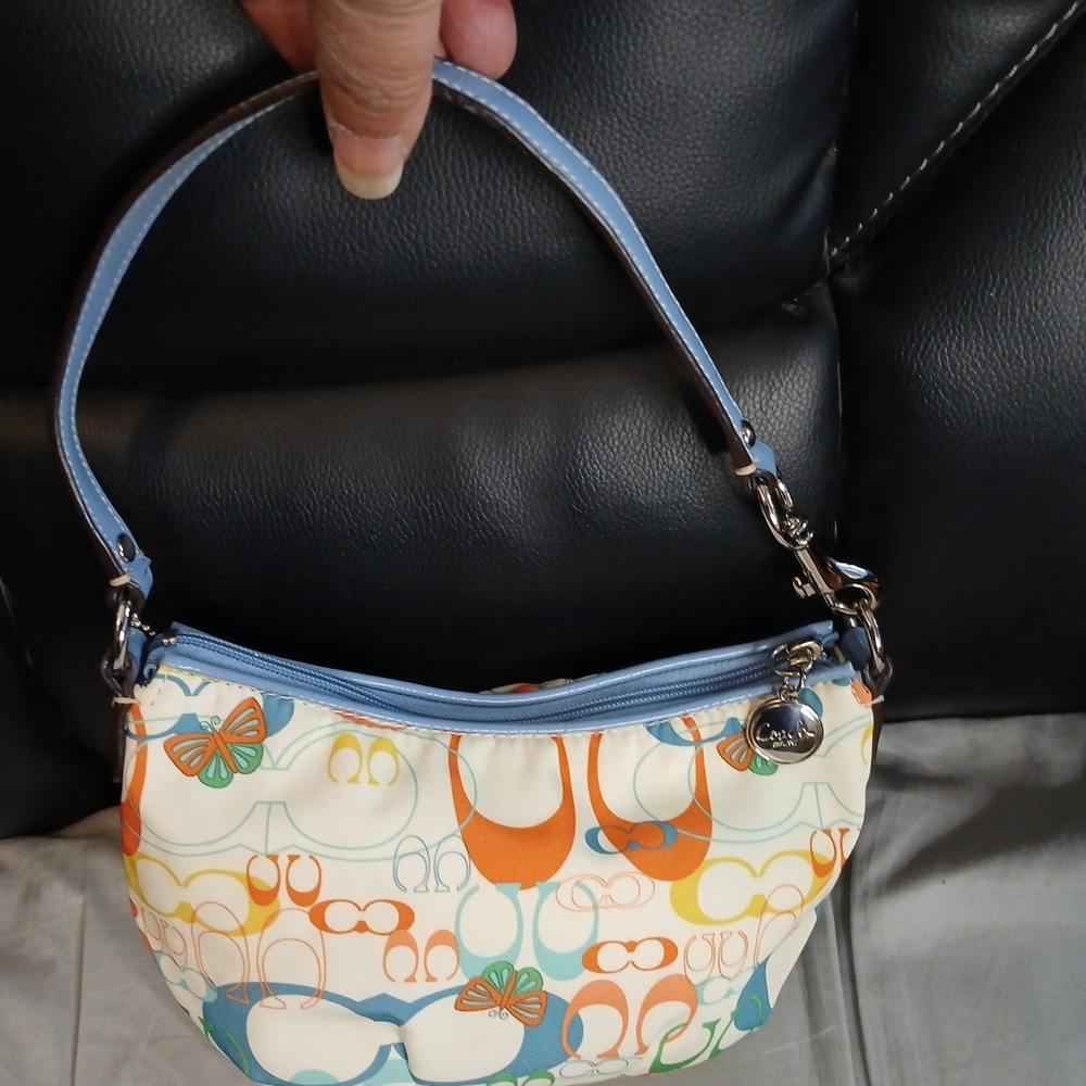 Colorful Coach Mini Bag/Wristlet With Matching Sun Visor - Picture 3 of 10